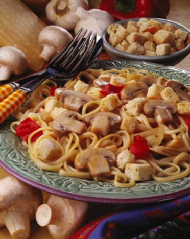 Linguine with Mushroom Caesar Sauce