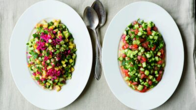 Mango, Cucumber, and Sumac-Onion Israeli Salad