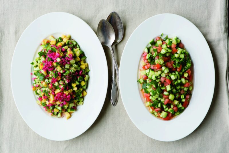 Mango, Cucumber, and Sumac-Onion Israeli Salad