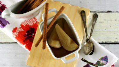 Maple Cinnamon Poached Pears