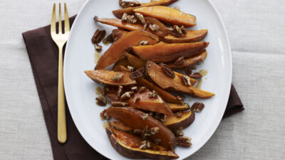 Maple Roasted Sweet Potatoes with Pecans