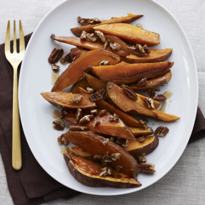 Maple Roasted Sweet Potatoes with Pecans
