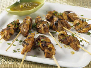 Marinated Grilled Chicken Skewers with California Raisin Sambal (Murghi Kebabs)