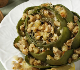 Marion Cunningham&rsquo;s Garlic Crumb Walnut Stuffed Artichokes