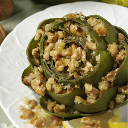 Marion Cunningham&rsquo;s Garlic Crumb Walnut Stuffed Artichokes
