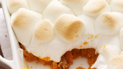 Marshmallow topped sweet potatoes