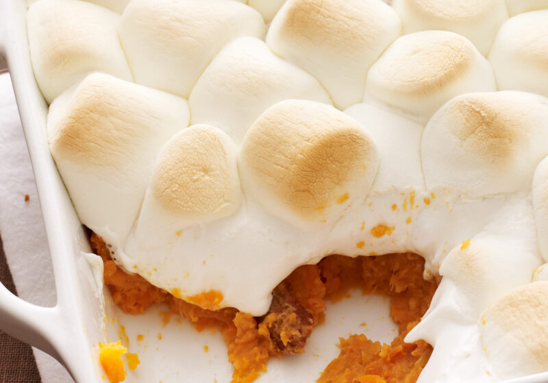 Marshmallow topped sweet potatoes