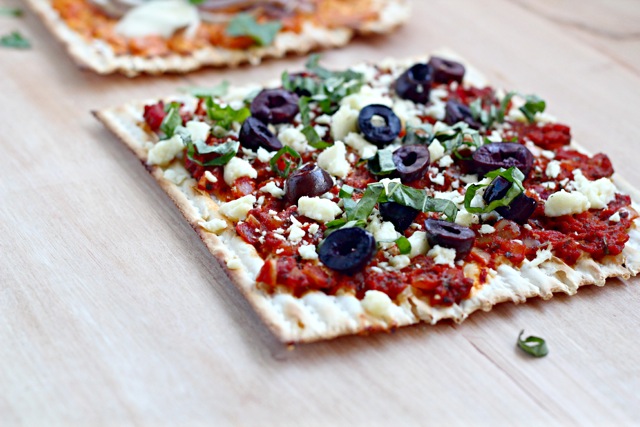 Matzah Pizza Sabra Turkish salad