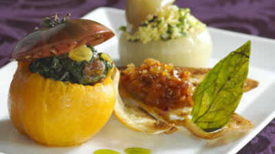 Maui Onions Stuffed with Curried Raisin Couscous