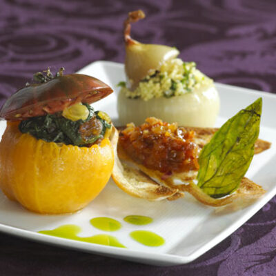 Maui Onions Stuffed with Curried Raisin Couscous