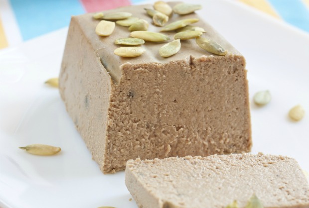Meat paste made as small loaf with pumpkin seeds