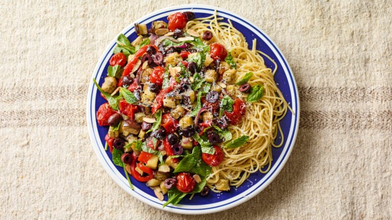 Mediterranean Pasta Salad with Eggplant
