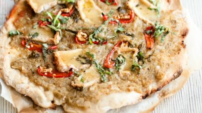 mediterranea pizza with eggplant and brie