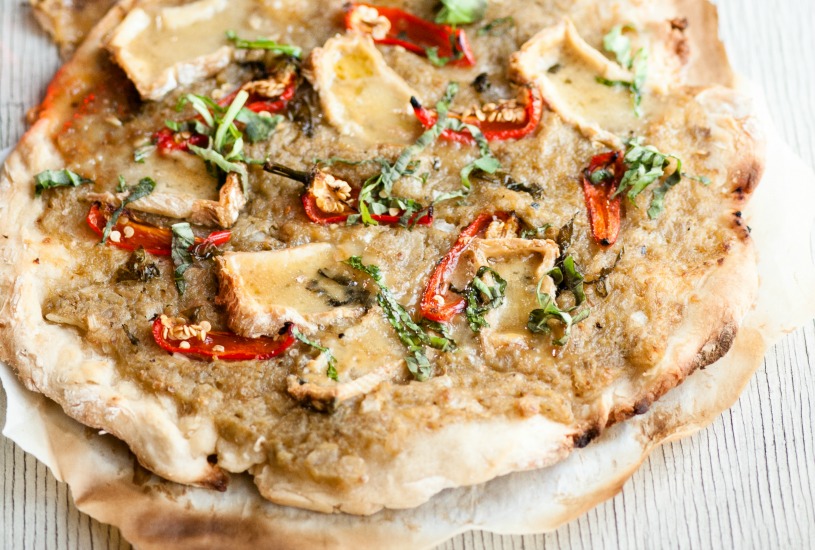 mediterranea pizza with eggplant and brie