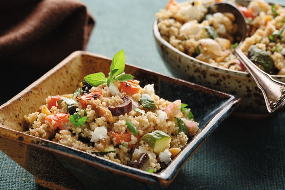 Mediterranean Salad with Roasted Vegetables and Whole Wheat Couscous