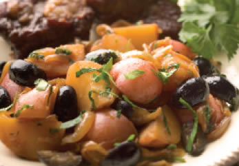Melted Onion and Olive Potatoes