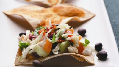 Mexican Coleslaw with Whole Wheat Tortilla Triangles