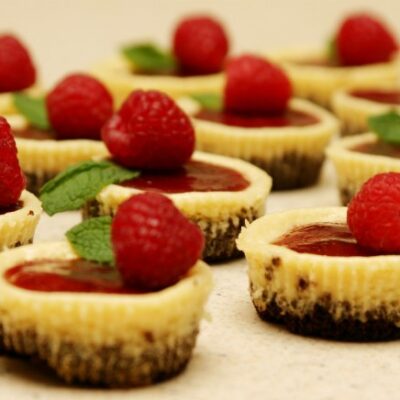 Mini Chocolate Raspberry Cheesecakes