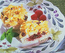 Mini Noodle Kugels with Raspberry Filling