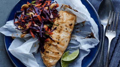 Miso and Lime Halibute En Papillote