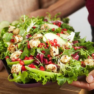 Mixed Green Salad with Warm Cream Cheese "Croutons"