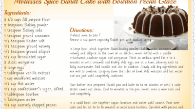 Molasses Cake Recipe Card main