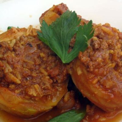 Moroccan Beef Stuffed Artichhokes