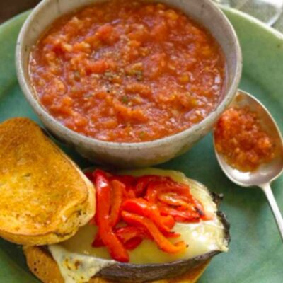 Mozzarella Mushroom Burger & Gazpacho