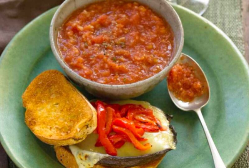 Mozzarella Mushroom Burger & Gazpacho