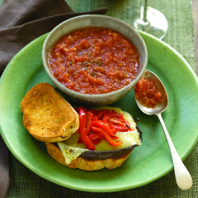 Mozzarella Mushroom Burger Paired With A Soup