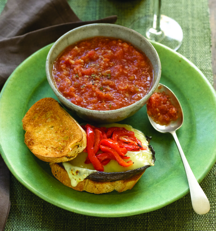 Mozzarella Mushroom Burger Paired With A Soup