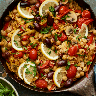mushroom and fennel fat rice paella