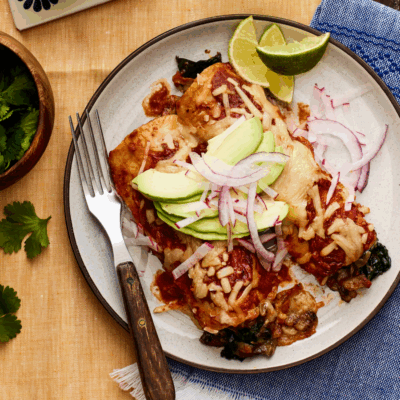 mushroom and kale enchiladas
