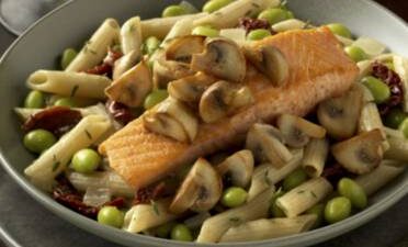 Mushroom, Edamame and Salmon Penne