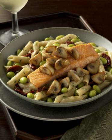 Mushroom, Edamame and Salmon Penne