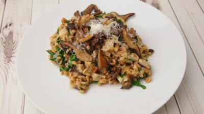 Mushroom Farro with Spinach