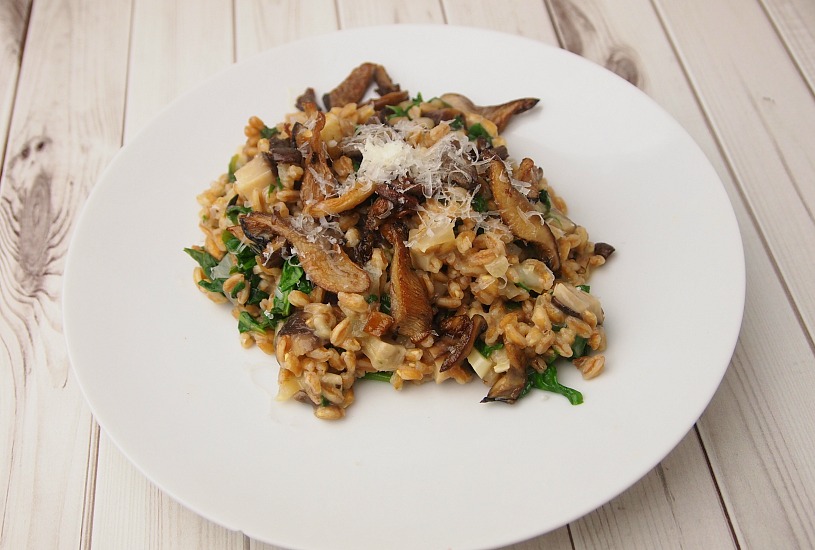 Mushroom Farro with Spinach