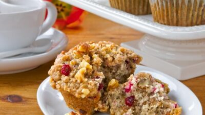 Nutty Cranberry Muffins with Streusel Topping