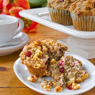 Nutty Cranberry Muffins with Streusel Topping