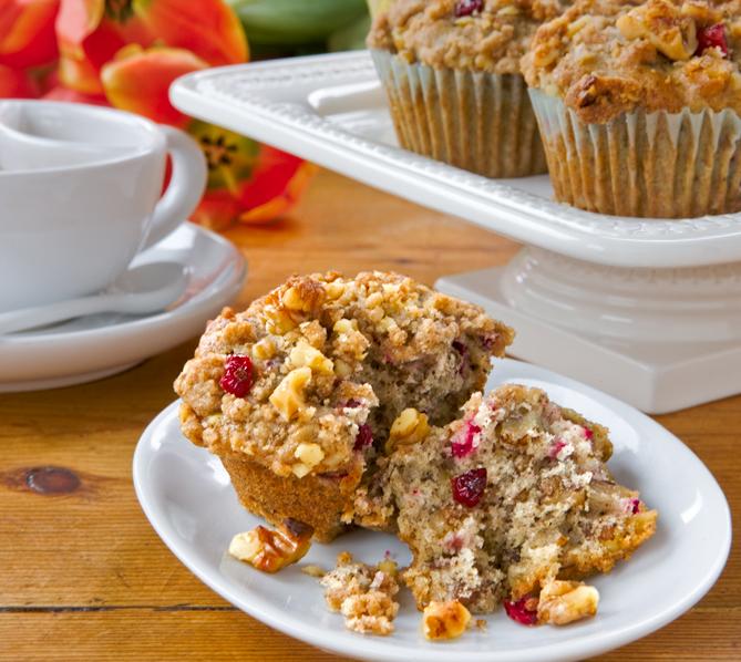 Nutty Cranberry Muffins with Streusel Topping