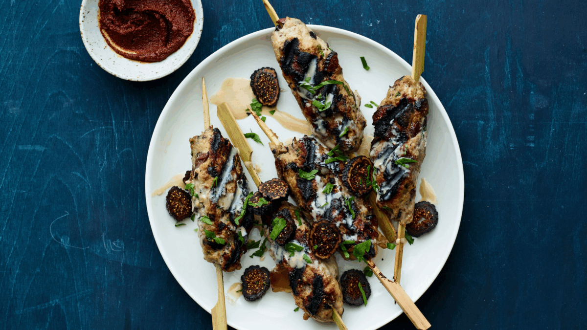 Olive Fig Turkey Kufta Kebobs