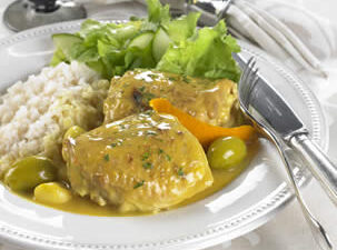 Orange and Green Olive Braised Chicken