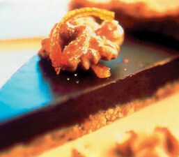 Orange Chocolate Truffle Tart with Walnut Crust
