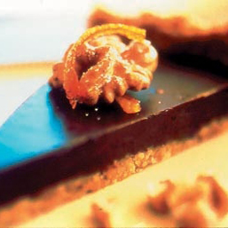 Orange Chocolate Truffle Tart with Walnut Crust