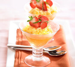 Orange Granita with Balsamic and Mint Strawberries