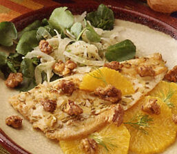 Orange Trout Salad with Spiced Walnuts