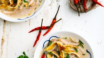 Thai Chicken Soup with Homemade Bone Broth and Egg Noodles