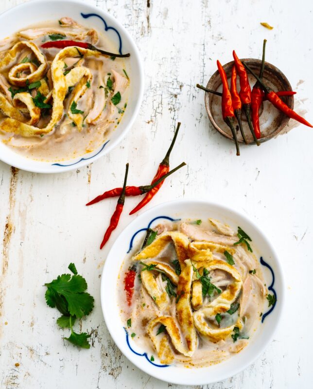 Thai Chicken Soup with Homemade Bone Broth and Egg Noodles