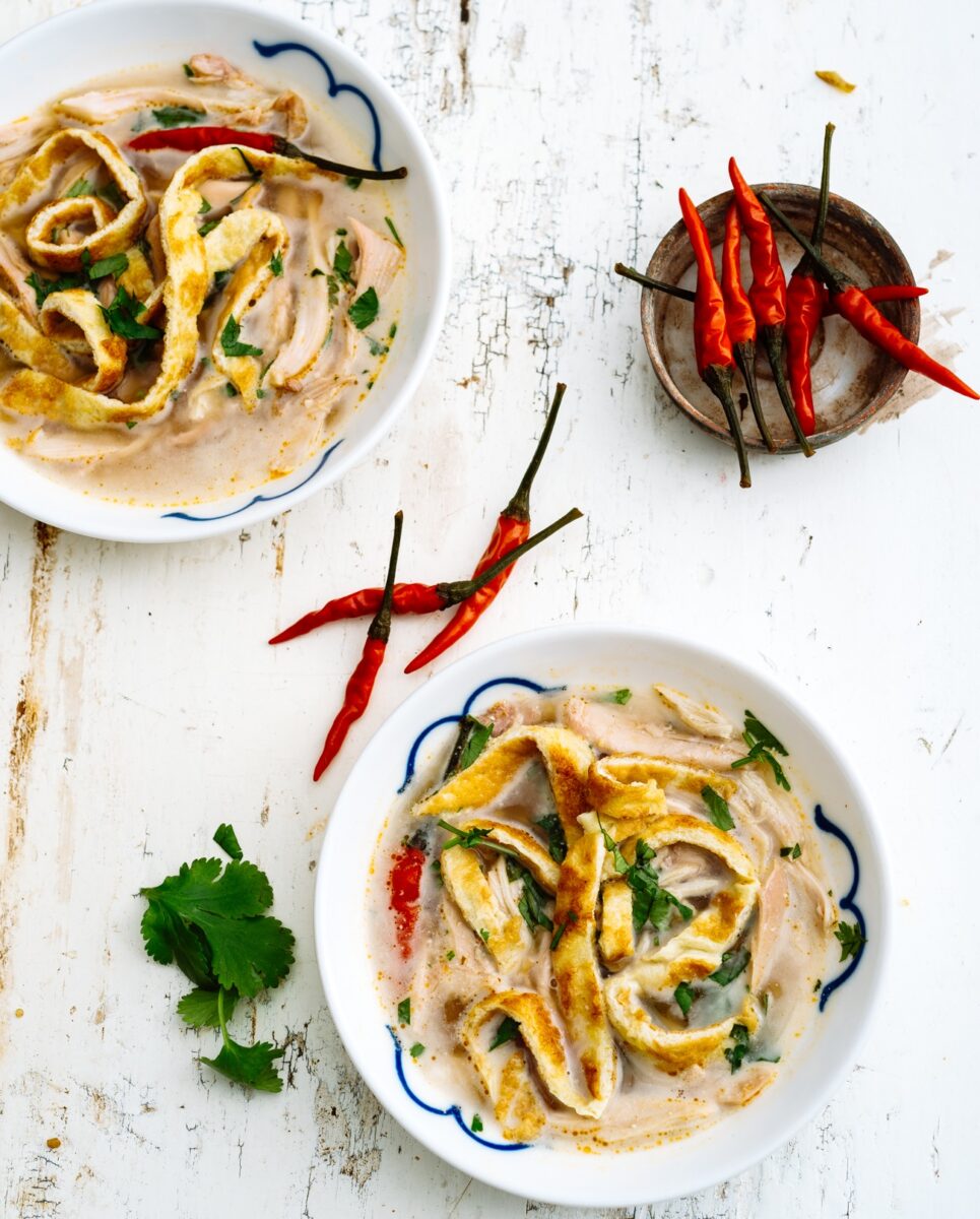 Thai Chicken Soup with Homemade Bone Broth and Egg Noodles
