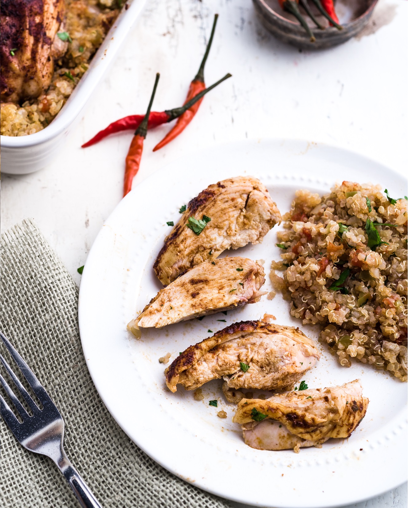 SPICY ROAST CHICKEN WITH MEXICAN QUINOA
